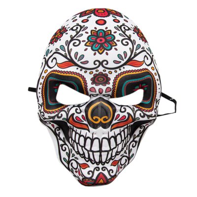 Карнавальна маска "Череп у квіточку", 18x26 см, полімер, вогнестійкий (462575) 462575 фото