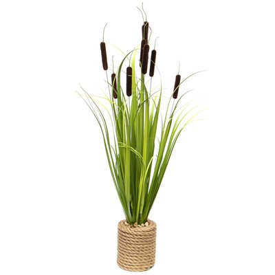 Искусственное растение Рогоз с травой в горшке, 78 см, коричневый, пластик (130375) 130375 фото