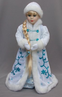 Новогодняя сувенирная фигурка Снегурочка в белой шубе, 45 см, пластик, текстиль (600816) 600816 фото
