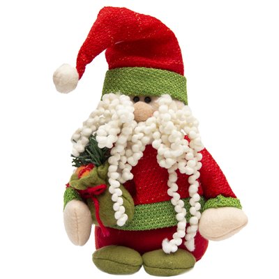 Мягкая новогодняя фигурка Дед Мороз, 18 см, красный, зеленый, текстиль (000241-1) 000241-1 фото