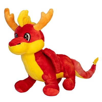М'яка іграшка - дракончик плямистий, 23 см, червоний, поліестер (396459) 396459 фото