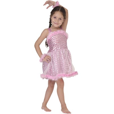 Дитяча карнавальна сукня, зріст 92-104 см, рожева, віскоза, поліестер (CC249A) CC249A фото