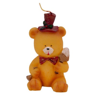 Свічка - Ведмедик з лопаткою, 10,2 см, бежевий, парафін (441068-1) 441068-1 фото