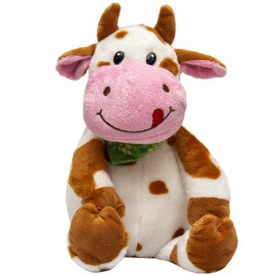 М'яка іграшка - бик з хустинкою, 23 см, біло-рудий, плюш (395094) 395094 фото
