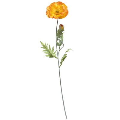 Искусственный цветок Мак - ветка, ткань, пластик, 78 см, оранжевый (630171) 630171 фото