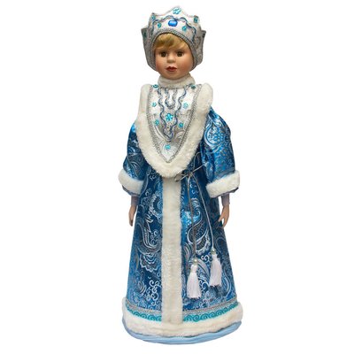 Новорічна сувенірна фігурка Снігуронька в блакитній шубі, 66 см, кераміка, текстиль (180448-1) 180448-1 фото