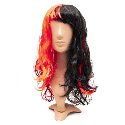 Карнавальный парик, 48-50 см, красно-черный, синтетическое волокно (461851) 461851 фото