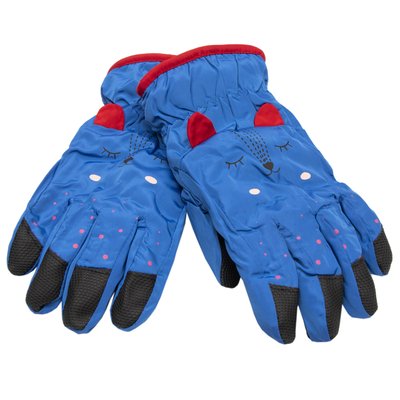 Водоотталкивающие детские (подростковые) лыжные перчатки, размер 14, синий, плащевка, флис (516932) 516932 фото
