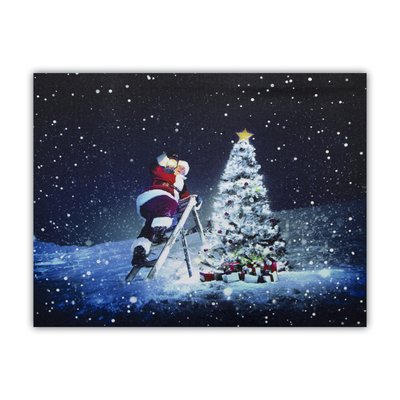 Светящаяся картина - Дед Мороз и елка, 1 LED и 30 мини-лампочек на елке, 30x40x1,8 см (940041) 940041 фото