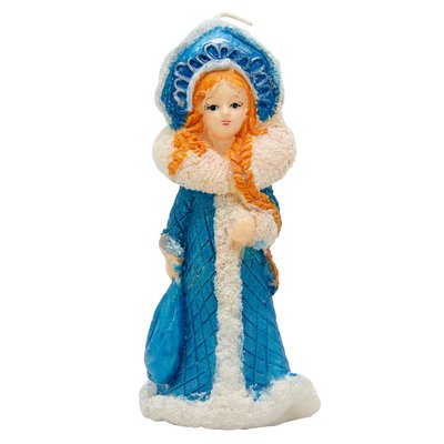 Свічка - Снігуронька, 14,2 см, синій з білим, парафін (790579) 790579 фото