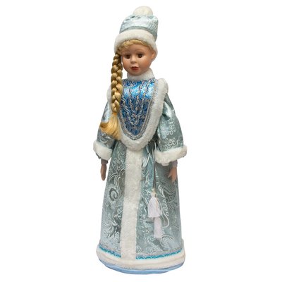 Новогодняя сувенирная фигурка Снегурочка в бирюзовой шубе, 66 см, керамика, текстиль (180448-2) 180448-2 фото