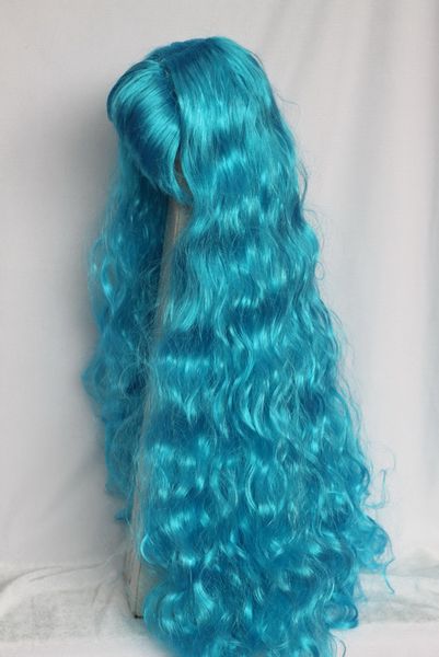 Карнавальный парик, 48-50 см, голубой, синтетическое волокно (461356) 461356 фото