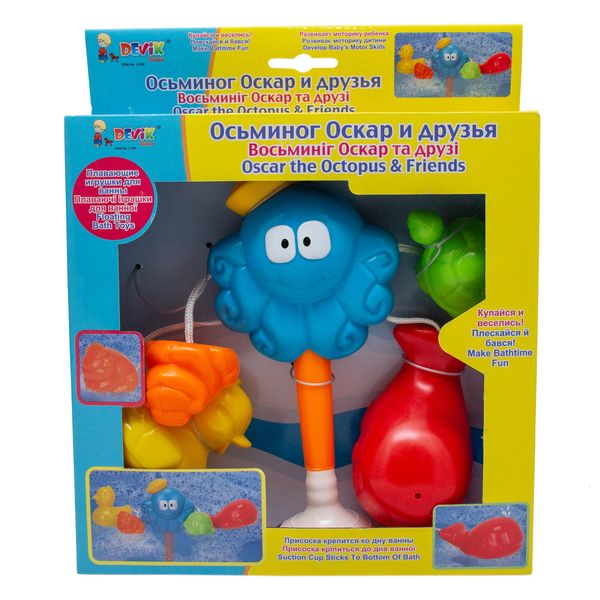 Игровой набор для ванной - Devik Baby "Осьминог Оскар и друзья", 23x23 см, разноцветный, пластик (J-190) J-190 фото