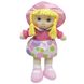 М'яка іграшка лялька з вишитим обличчям, 36 см, рожева сукня (860890) 860890 фото 1