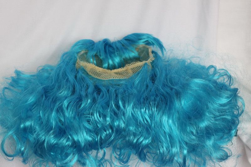 Карнавальный парик, 48-50 см, голубой, синтетическое волокно (461356) 461356 фото