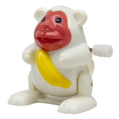 Іграшка заводна - мавпочка з бананом Aohua, 4,5x3,5x4,5 см, білий, пластик (8010A-3-2) 8010A-3-2 фото