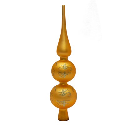 Елочное украшение - верхушка на елку с узором, h-30 см, золотистый, матовый, стекло (390311-2) 390311-2 фото
