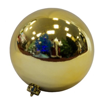 Елочная игрушка - шар, D15 cм, золотистый, глянец, пластик (033874) 033874 фото