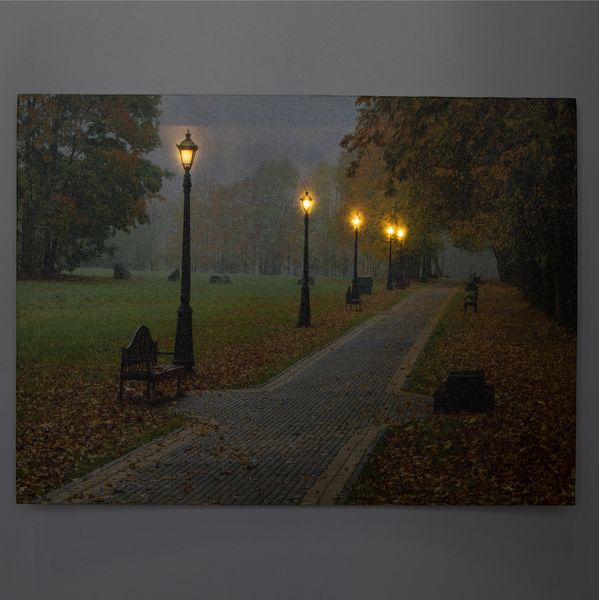 Картина, що світиться - осінній парк з ліхтарями, 5 LЕD ламп, 30x40 см (940058) 940058 фото