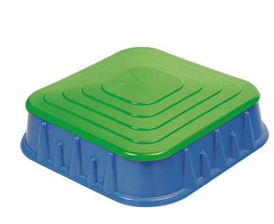 Детская Песочница с крышкой, 77x77x23 см, квадратная, синий, зеленый, пластик (04-516-1) 04-516-1 фото