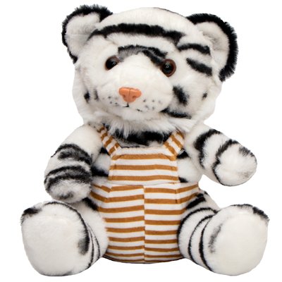 Мягкая игрушка - тигренок в комбинезончике, 21 см, черно-белый, плюш (395841) 395841 фото