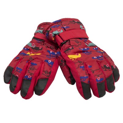 Водовідштовхувальні дитячі лижні рукавички, розмір 14, червоний, плащівка, фліс, синтепон (516987) 516987 фото