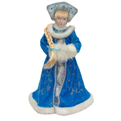 Новорічна сувенірна фігурка Снігуронька в синій шубі, 45 см, пластик, текстиль (600083-1) 600083-1 фото